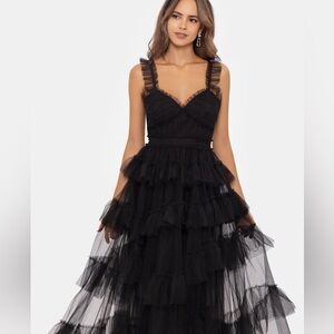Betsy & Adam Tiered Ruffle Tulle Gown